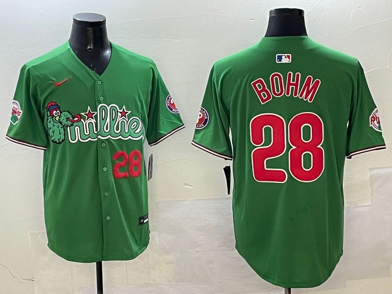 Men Philadelphia Phillies #28 Bohm Green Three generations Joint Name Game 2025 Nike MLB Jersey style 5